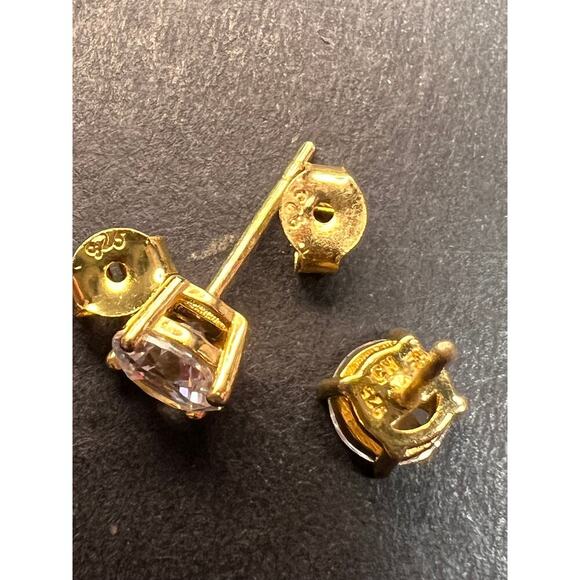 5.5mm CZ stud earrings in gold over sterling silver - Picture 5 of 13